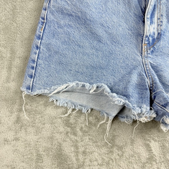Zara Womens Denim Cutoff Shorts Womens 2 Blue Denim High Waist Raw Hem Festival - Picture 10 of 16